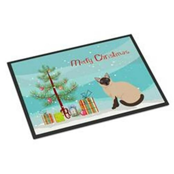 Carolines Treasures CK4793MAT 18 x 27 in. Siamese Traditional Cat Merry Christmas Indoor or Outdoor Mat
