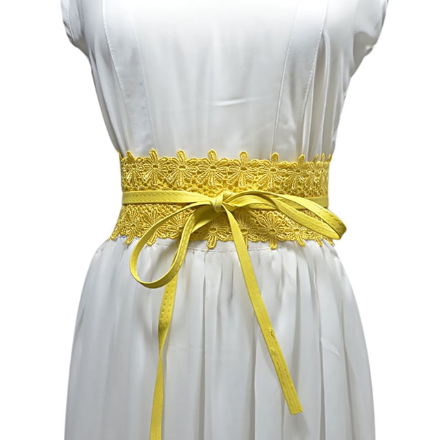 Ceinture Résistante à l'Usure pour Femmes Gaine en Faux Cuir Lisse Dentelle Couleur Unie Large Lacée Réglable Antidérapante Couture Ferme Rétro Taille Fine Décoration