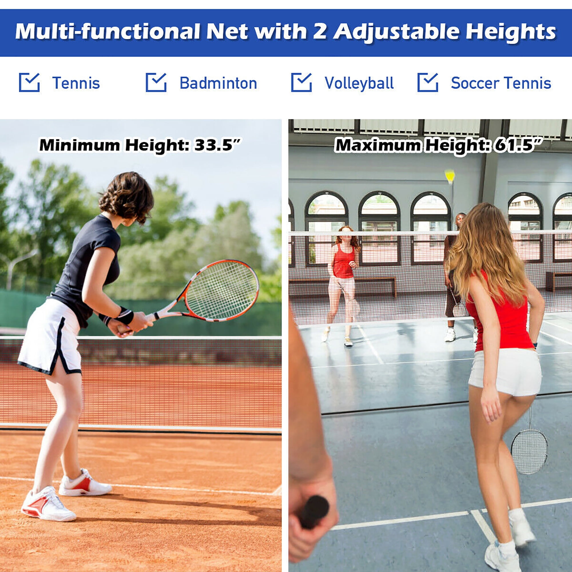 Portable 10'x5' Badminton Beach Volleyball Tennis Training Net w/ Carrying Bag 