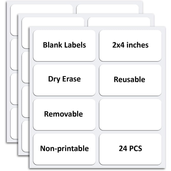 SVNOOC Multi-Use Removable Dry Erase Labels Stickers, White, 84pcs Reusable Sticky Notes (2* 4 inches White)