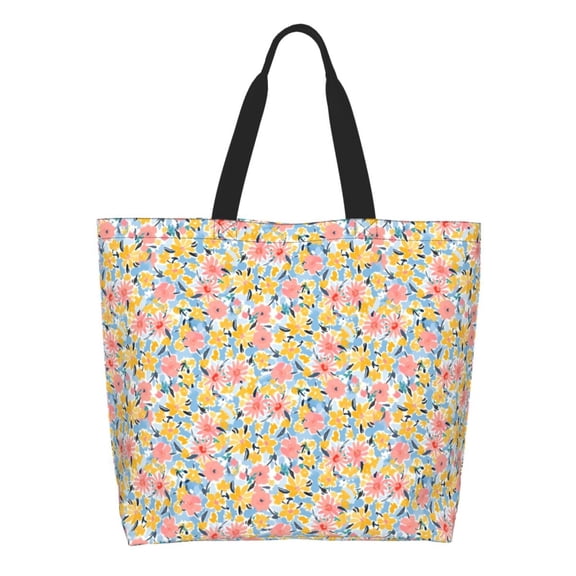 Rateoe Watercolor Wildflowers Tote Bag - Waterproof Lightweight Handbags Travel Shoulder Bag for Hiking Yoga Gym Swimming Travel Beach