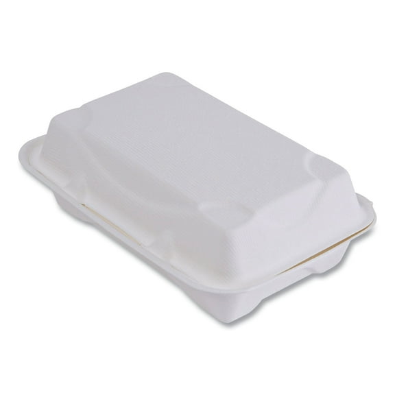 Eco-Products Vanguard Renewable/Compostable Clamshells 9x6x3 White 250/Carton