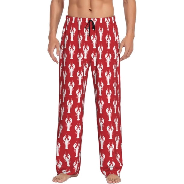Fotbe Cartoon Lobster Pantalones de Pijama para Hombre, Pantalones de Dormir, Pantalones de Casa con Cintura Ajustable y Bolsillos-3X-Large