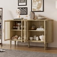 thumbnail image 3 of Harper & Bright Designs Farmhouse Sideboard Buffet Cabinet with Storage, Wood Kitchen Cabinet with Glass Doors and Adjustable Shelves, Natural, 3 of 17