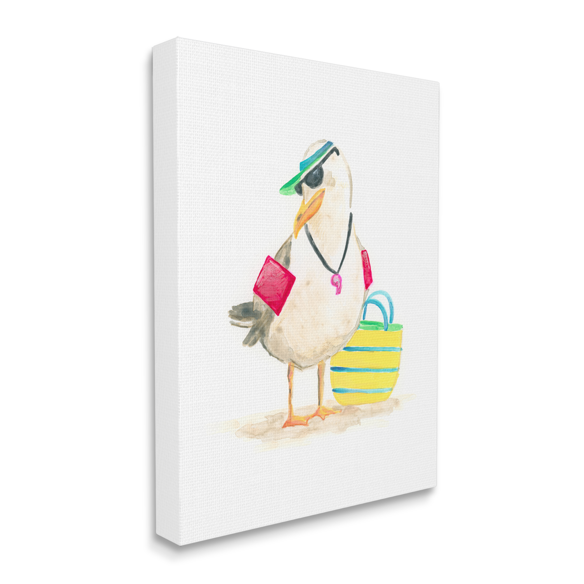 Stupell Industries Beach Lifeguard Seagull Animals & Insects Painting Gallery Wrapped Canvas Art Print Wall Art, 36 x 48