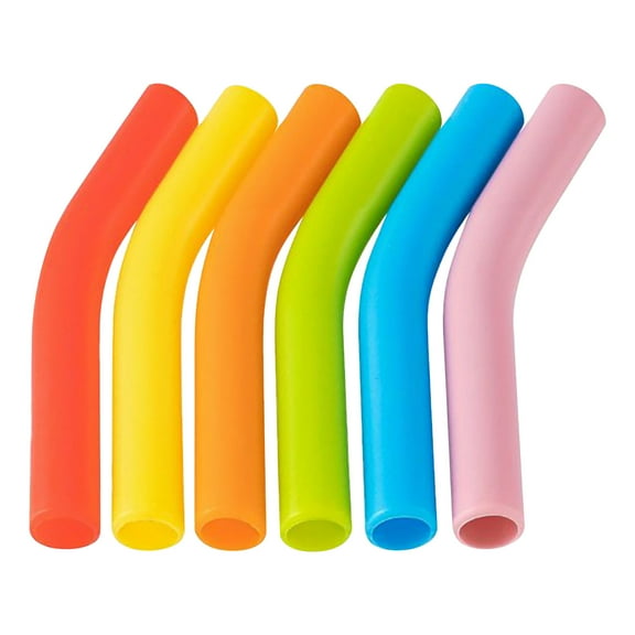 6 PCS Colored Silicone Straw Cover Set, 5/16 IN Wide(8mm Outer Diameter) Multi-color Food Grade Rubber Flex Elbow Straw Covers Replacement Tip for Stainless Steel Metal Straws,6 Colors.