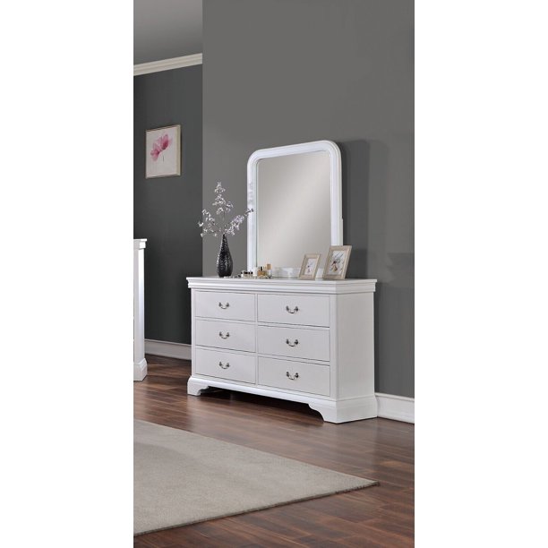 Classic White Bedroom 6pc Set Eastern King Size Bed Dresser Mirror 2xNightstands Chest Faux Leather Upholstered Furniture - Walmart Business Supplies Classic White Bedroom 6pc Set Eastern King Size Bed Dresser Mirror 2xNightstands Chest Faux Leather Upholstered Furniture - Walmart Business Supplies