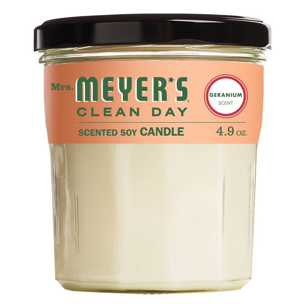 Mrs. Meyer's Clean Day Scented Soy Candle, Geranium, Candle, 4.9 ounce