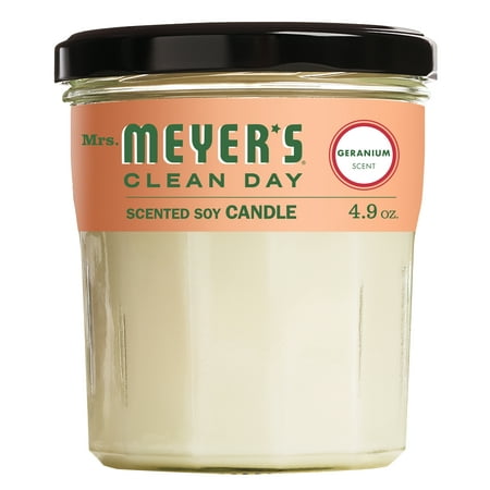 Mrs. Meyer’s Clean Day Scented Soy Candle, Geranium, Candle, 4.9 ounce
