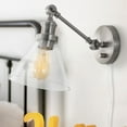 thumbnail image 4 of JONATHAN Y Cowie 8" Iron/Glass Adjustable LED Wall Sconce, Nickel, 4 of 8
