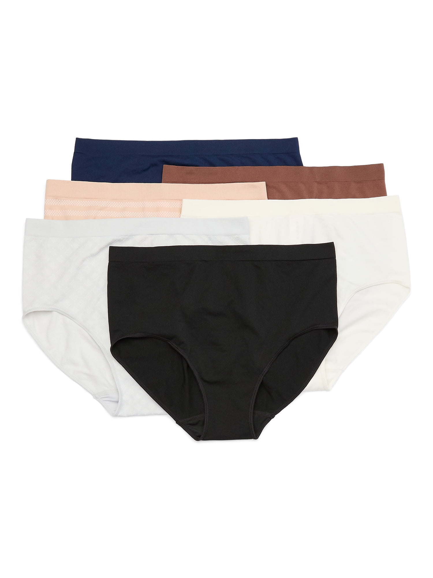 Joyspun Women's Seamless Brief Panties, 6-Pack, Sizes XS-XXXL