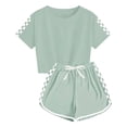 thumbnail image 2 of Ccpelsie Little/Big Girls 2 Piece Outfits Children Cute Graphic Short Sleeve Tops Set for Kids Summer(Light Green,11-12 Years), 2 of 6