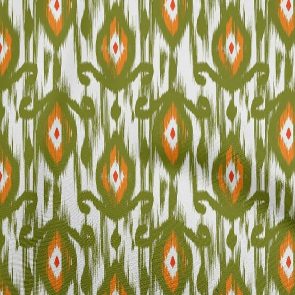 oneOone Polyester Spandex Light Green Fabric Ikat Dress Material Fabric Print Fabric By The Yard 56 Inch Wide