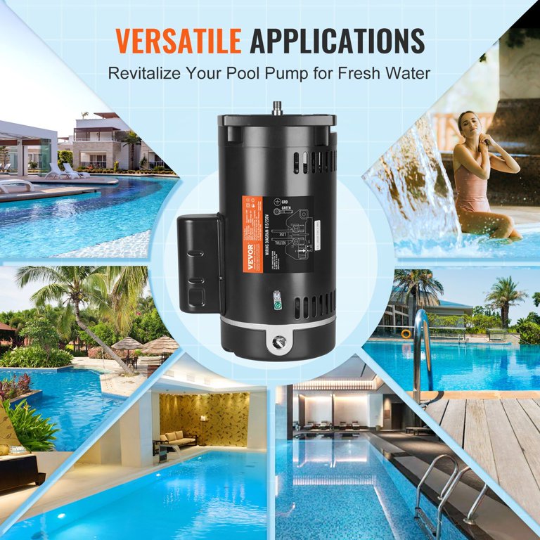 kyu0909☺︎ 1 HP Pool Pump Motor Replacement, 56Y Frame 3450RPM, 115V/230V