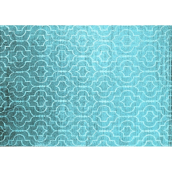 Ahgly Company Indoor Rectangle Trellis Light Blue Modern Area Rugs, 7' x 10'