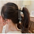 thumbnail image 4 of Hair Clips, Pearls Butterfly Pearl Claw Clips with Charms, Fancy Pearl Hair Tassel Hair Styling Accessories for Women Girls, Whith, 4 of 6