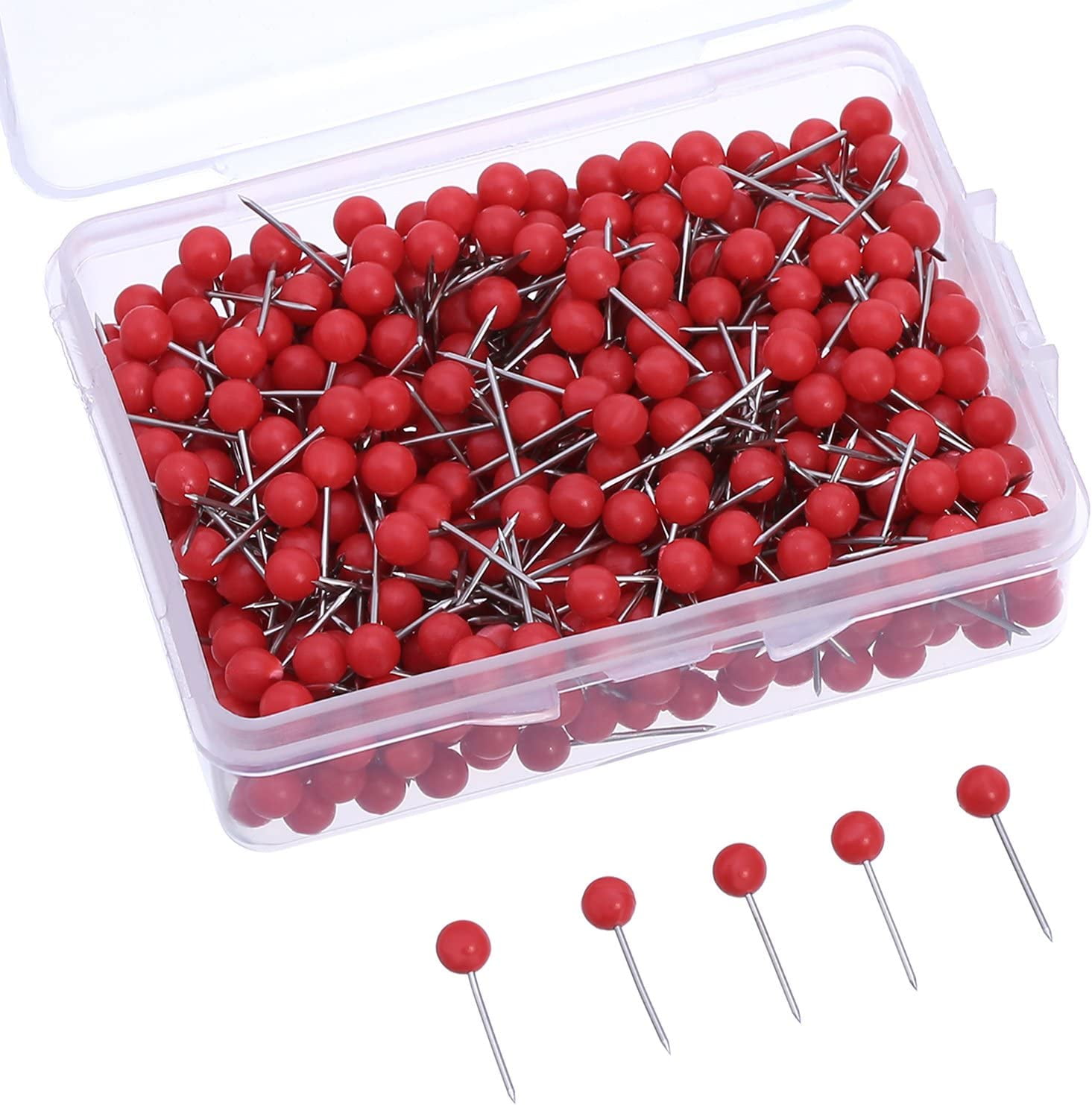 500 Pack Map Push Pins Map Tacks 1/8 Inch Small Size (Red)