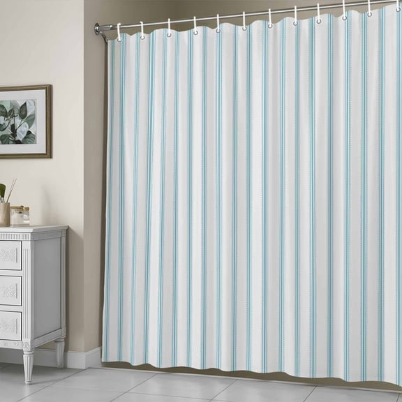 Shower Curtain for Bathroom Ocean Blue Stripes Seamless Ticking Stripe Waterproof Bath Curtains Shower Curtains with Hooks,Farmhouse Pinstripe Bathtubs Curtain Privacy Drapes for Toilet 72x72in