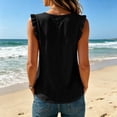 thumbnail image 4 of WRFWUL Womens Cotton Linen Sleeveless Tank Tops Trendy Ruffle V Neck Button Down Vest Elegant Casual Summer Gauze Blouses, 4 of 5