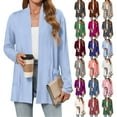 thumbnail image 2 of VISALY Long Cardigans Trendy Cardigan Lightweight Cardigans Long Sleeve Thin Summer Cardigans Open Front Cardigan Fall Fashion Cardigan Lounge Cardigans Plus Size Cardigan Lightweight Light Blue Xxl, 2 of 7