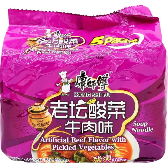 Kang Shi Fu Instant Noodle 5 Pack-Pickled Cabbage Beef Flavor
