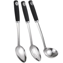 3 PCS 14 in Cooking Spoons Set, Stainless Steel Large Serving Spoons, Slotted Spoon, Cooking Spoon, Soup Ladle, Anti-Scald Long Handle Kitchen Utensils for Home Restaurant