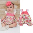 thumbnail image 2 of Liacowi Infant Baby Girls Summer Clothes Floral Romper Lace Patchwork Ruffle Jumpsuit, 2 of 8