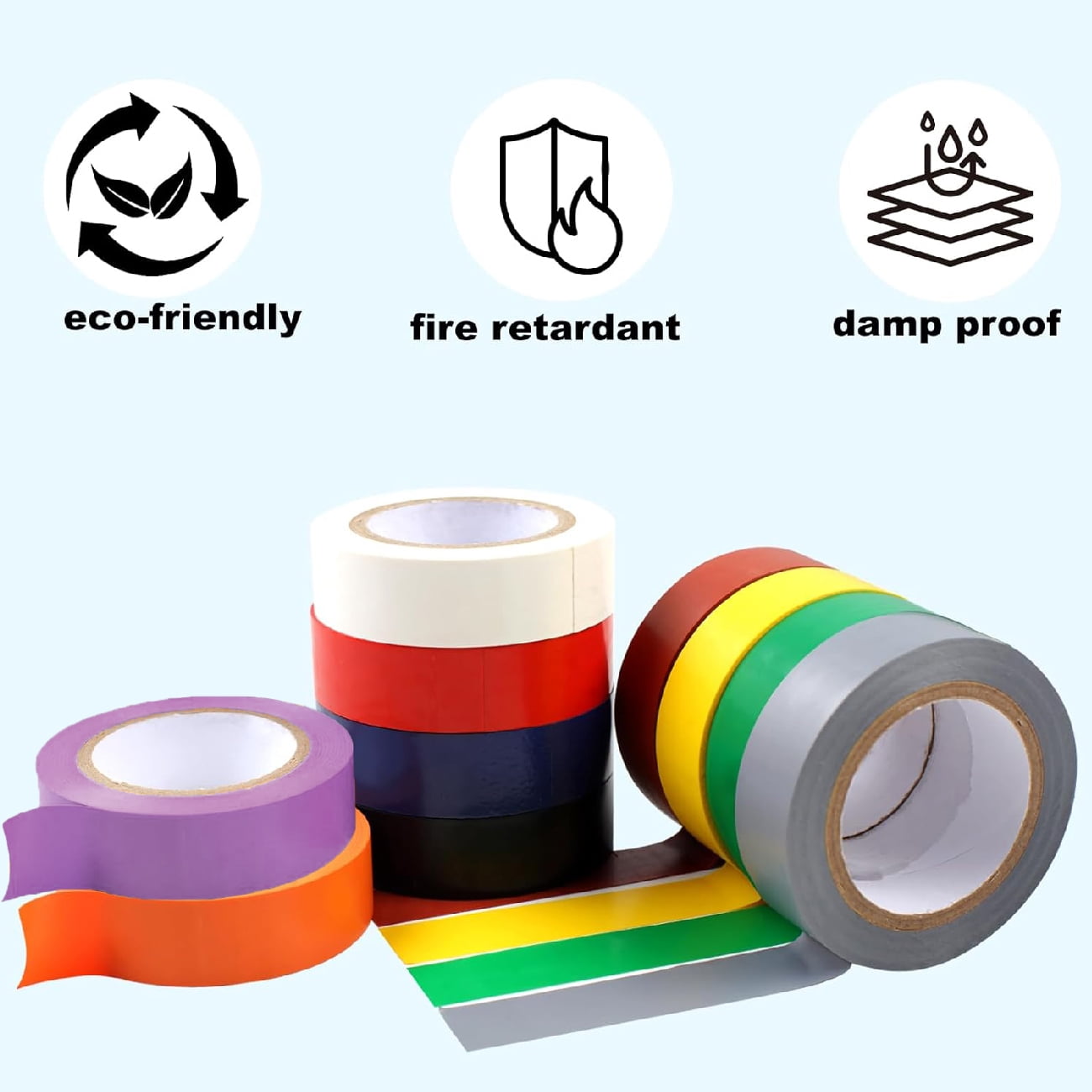 10Pcs Colored Electrical Tape - electrical insulation tape 30 ft, waterproof, environmentally friendly, flame retardant, strong adhesion, 600V withstand voltage, color marking circuit