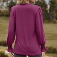 thumbnail image 4 of Scyoekwg Womens Dressy Blouses V-Neck Pleated Tunic Shirts Loose Fall Trendy Solid Color Long Sleeve T Shirts Lightweight Dressy Casual Blouses Pullover (Wine,XL), 4 of 6