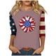 thumbnail image 1 of Camisetas de Manga Corta para las Mujeres Día de la Independencia Patriótica Impresa 3/4 Manga Cuello Redondo, Camiseta Casual para Diarios Y Festivales, 1 of 5