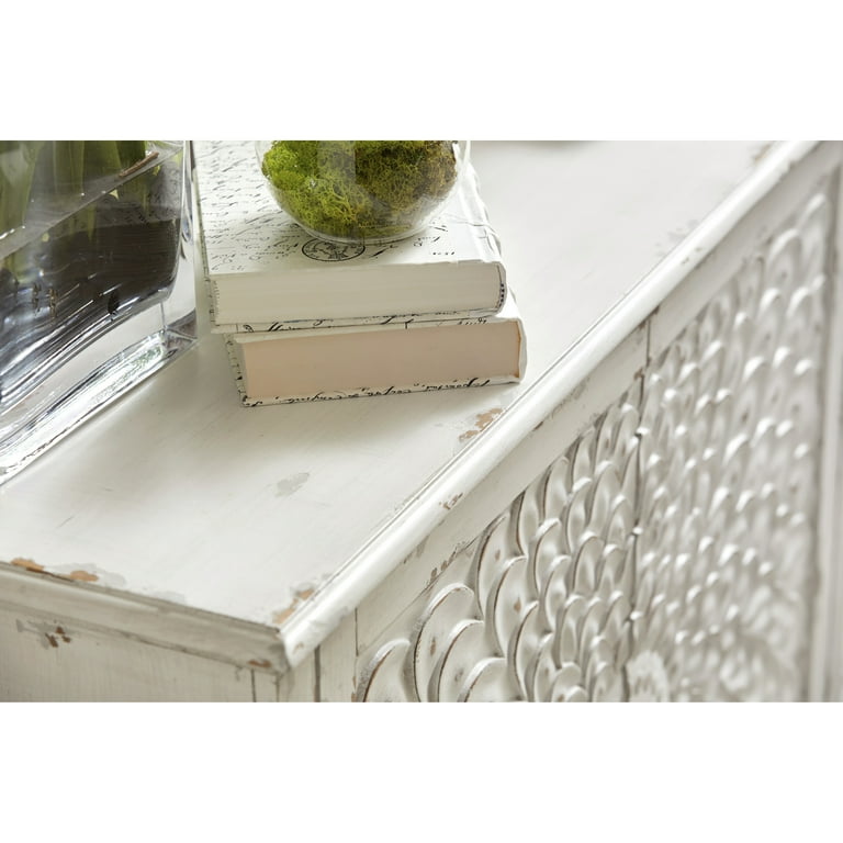 Dahlia Carved Front Door Chest in Weathered White - Walmart.com