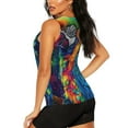 thumbnail image 3 of Gukieu Vibrant Rainbow Parrot Fantasy Print Women's Quick-drying Fitness Vest, Round Neck Sleeveless Fitness T-shirt, Suitable for Yoga, Sports-Medium, 3 of 7