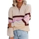 thumbnail image 1 of Jersey de punto para mujer, suéter con cuello levantado, cremallera frontal, hombro caído, manga larga, cálido para invierno y otoño, color albaricoque XL, 1 of 7