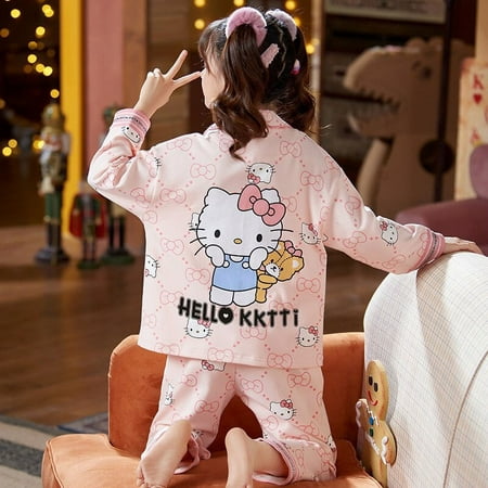 

Hello Kitty Sanrio Kids Long Sleeve Pajamas Set Cute Kuromi Autumn Sleepwear Anime Cinnamoroll Homewear Girl Children Clothing