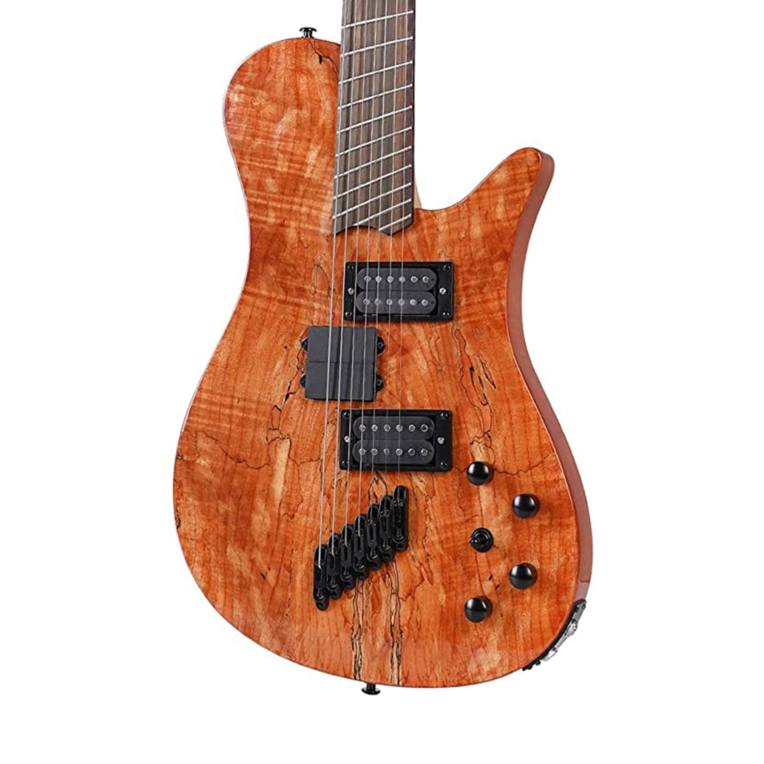 Batking Electric Guitar Fanned Fret 7-String Mahogany Body Brown 1-Pack