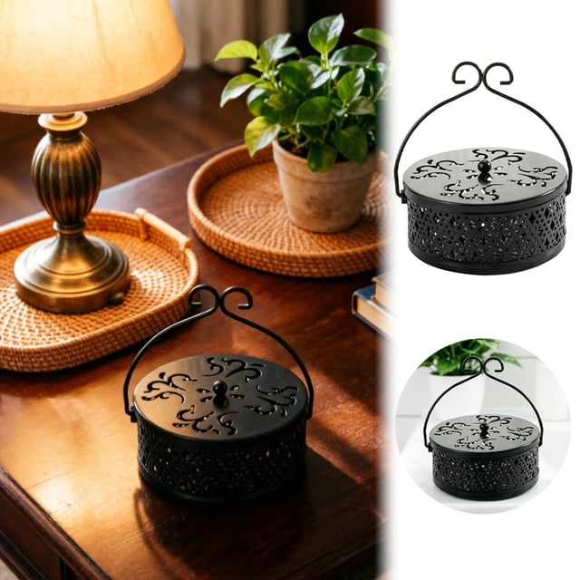 Tong Coil Holder With Lid Scald Fireproof Incense Burner For Home Use