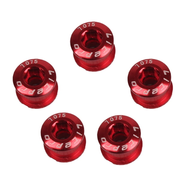 Paquete de 5 tornillos de aleación de aluminio 7075 para bielas y bielas para bicicletas de montaña y de carrera. Antioxidante duradero - rojo Sunnimix pernos de plato de una sola velocidad