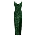 thumbnail image 3 of Summer Saving Wycnly Formal Dresses for Women Wedding Guest Elegant Slit Slim Sequin Cami Long Dresses V-Neck Sleeveless Solid 2024 Summer Maxi Dress Green l, 3 of 4
