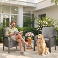 thumbnail image 4 of Ovios Patio Chairs Set of 2 All-Weather Wicker Patio Furniture Chairs Set Rattan High-Back Outdoor Armchairs with Cushions, Dark Grey, 4 of 12
