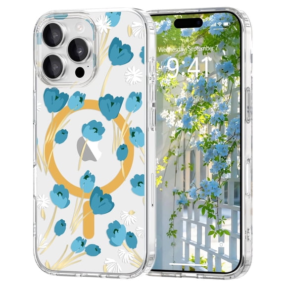 Funda magnética Pepmune para iPhone 16 Pro Blue Tulip