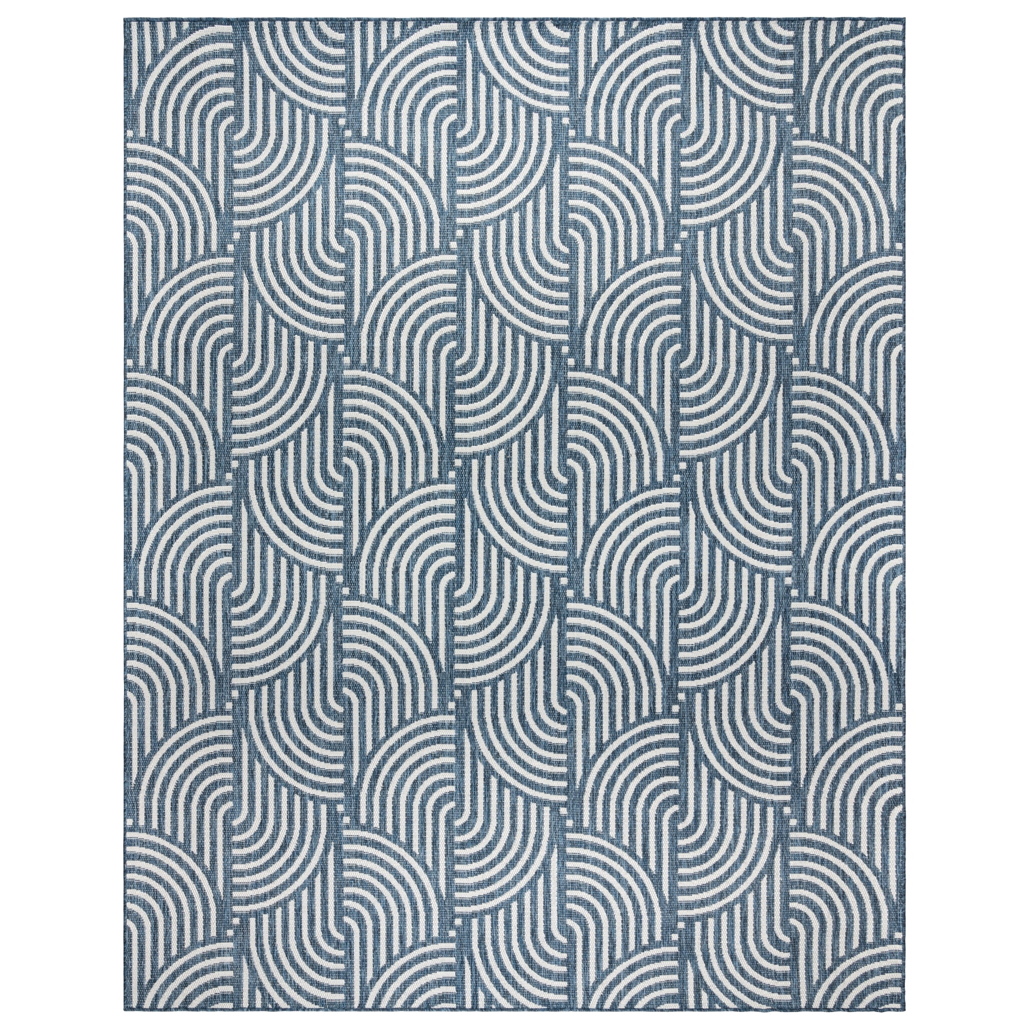 Savara Nima Indoor/ Outdoor Polypropylene Navy Flat Weave Area Rug, 5x8