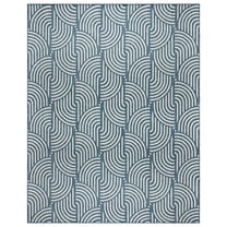 Gertmenian Tropea Mika Modern Geometric Navy Ivory Premium Flatweave UV Resistant Indoor Outdoor Area Rug, 5x8