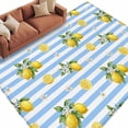 thumbnail image 2 of Summer Fruit Washable Living Room Rugs 5'x7', Watercolor Yellow Lemon Rustic Flower Blue Stripes Low Pile Throw Large Area Rugs Non-Slip Sturdy Edge Binding Carpet for Dining Room Bedside Kitchen, 2 of 9
