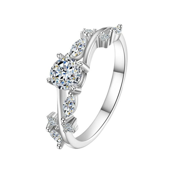 Exquisite 0.5 Carat Lab Created Moissanite Rings Women Round Cut D Color VVS1 925 Sterling Silver Diamond Engagement Rings Ideal Choice for Couple Parties Date Travel