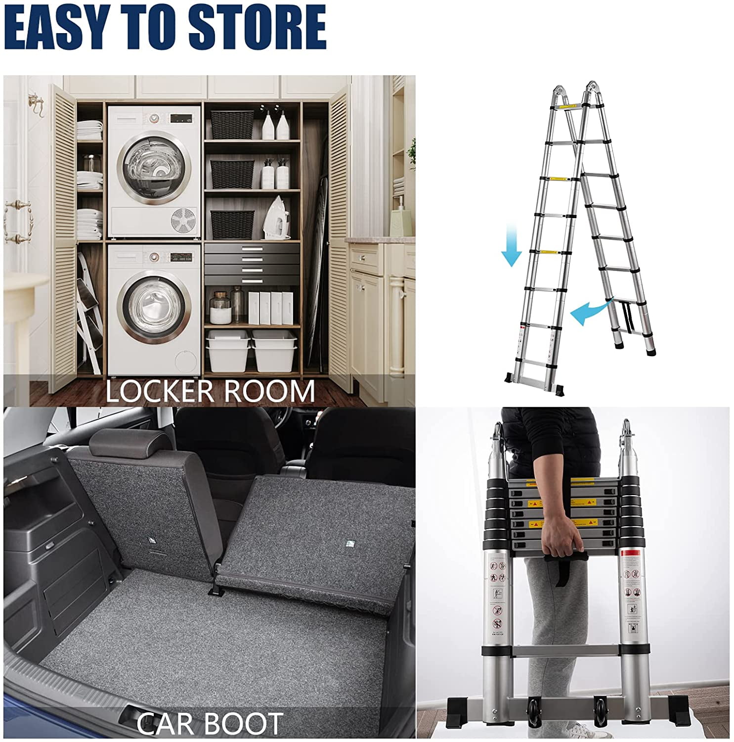 Buy SHZOND Telescoping Ladder, 16.5FT Telescopic Ladder with Safety