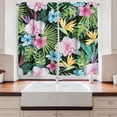 thumbnail image 2 of Ambesonne Floral Kitchen Curtains, Flowers Exotic Palm Artwork, 55"x39", Deep Sky Blue and Lime Green, 2 of 3