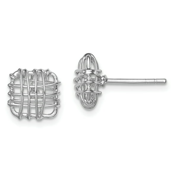 Primal Silver Sterling Silver Rhodium-plated Square Post Earrings