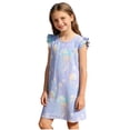 thumbnail image 6 of Afuyipoi ​Girls Flutter Sleeve Jellyfish Dress (5-12 Years) Summer Round Neck Cartoon Printed Casual Loungewear Dress for Summer Camp Light Blue 7/8, 6 of 7