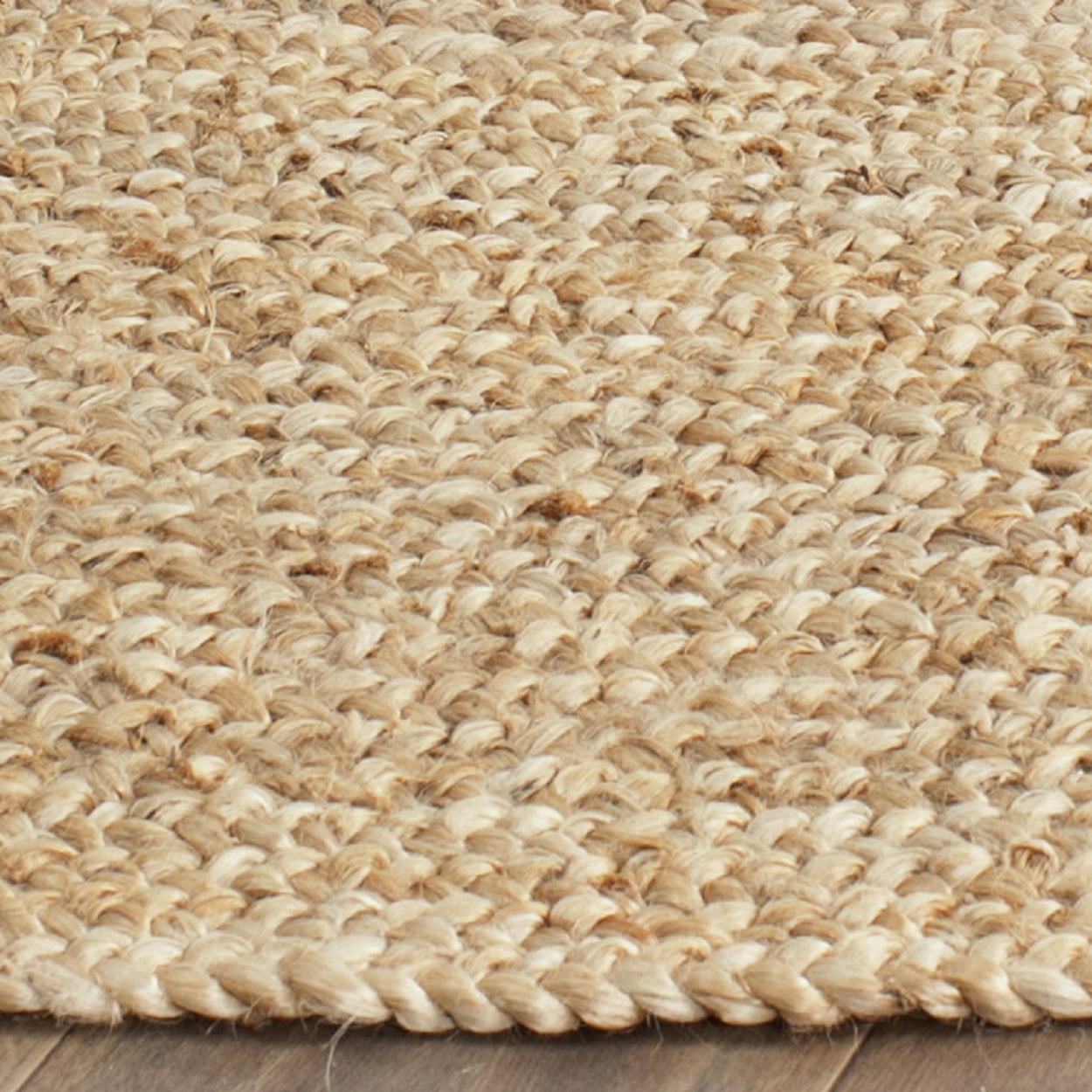 SAFAVIEH Natural Fiber Tangier Solid Braided Fringe Jute Area Rug, Natural, 7' x 7' Round