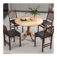 thumbnail image 4 of Wooden Dining Table with Round Tabletop and Curved Trestle Legs, 4 of 9